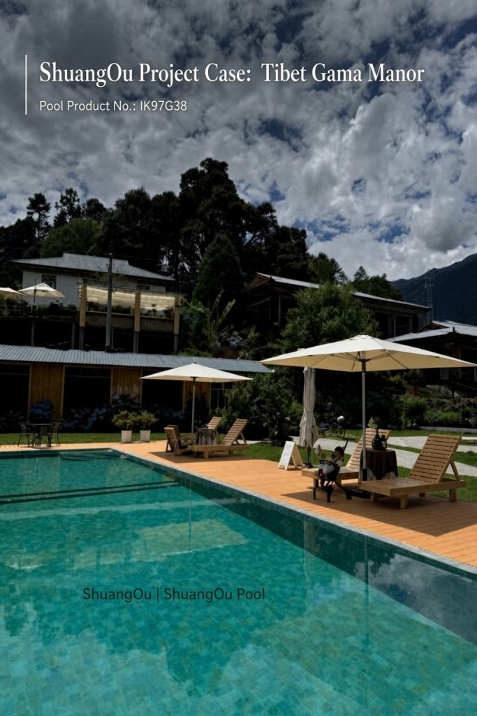 ShuangOu IK97G38 crystal green swimming pool tiles in Tibet Gama Manor hotel project